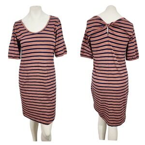 Pact stripe avery midi dress womens S 100% organic cotton casual pockets comfy